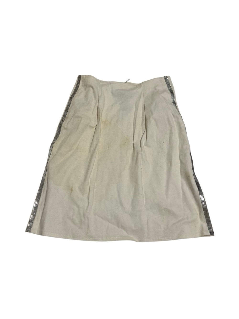 Adrienne Vittadini Cream A-Line Skirt with Silver Trim